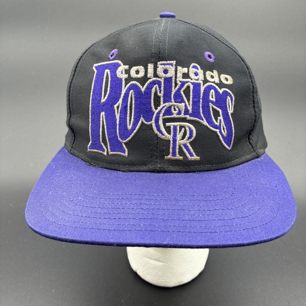 Vintage Colorado Rockies Hat The Game Snapback Black Purple MLB Baseball